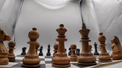 شطرنج الخشب الفاخر | وزيرين إضافيين + رقعة جلد + شنطة جلد - EGT Chess - 