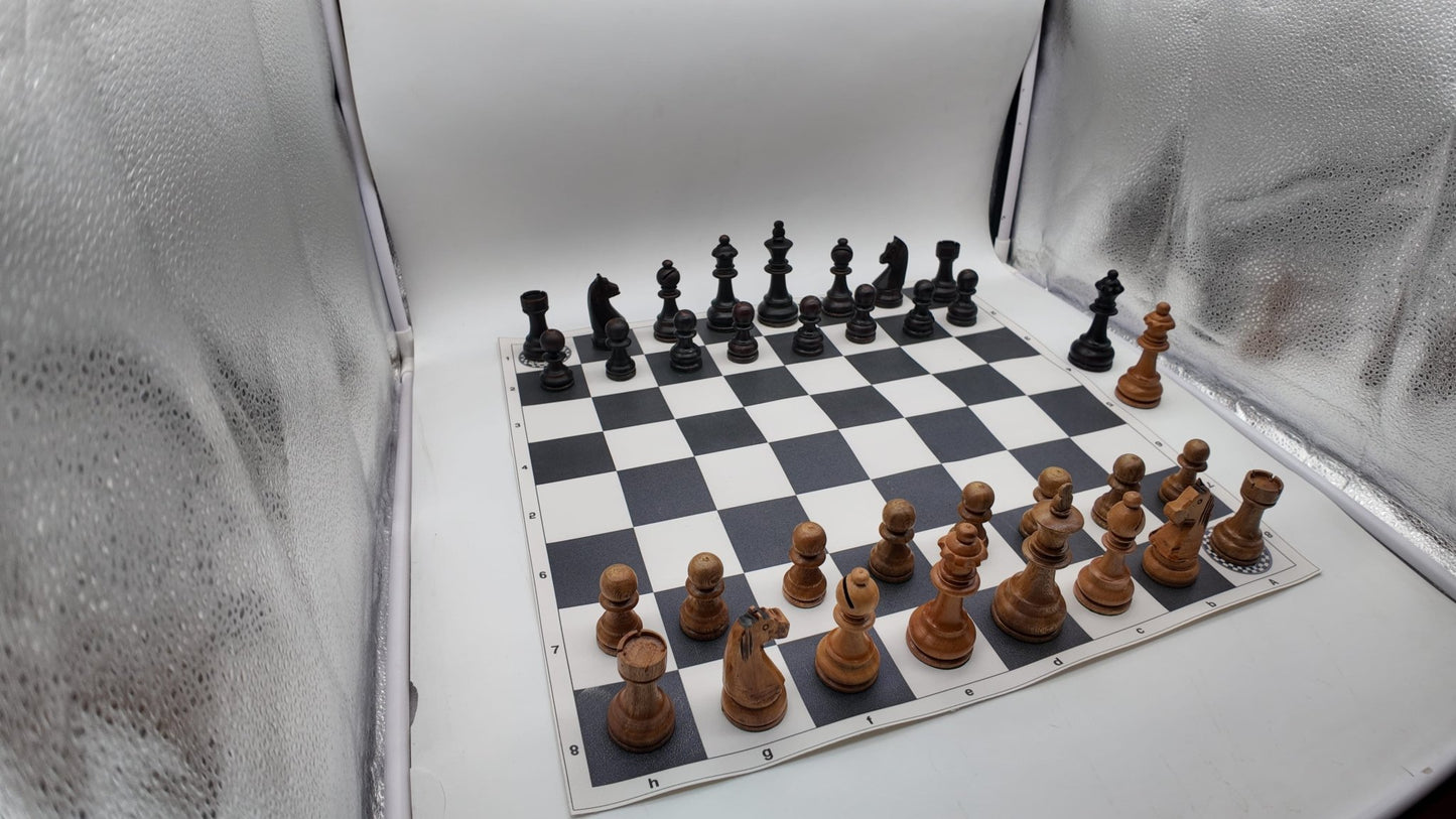 شطرنج الخشب الفاخر | وزيرين إضافيين + رقعة جلد + شنطة جلد - EGT Chess - 