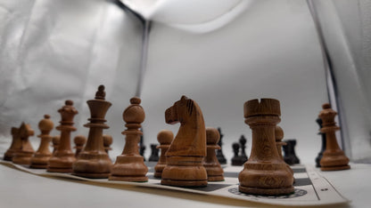 شطرنج الخشب الفاخر | وزيرين إضافيين + رقعة جلد + شنطة جلد - EGT Chess - 